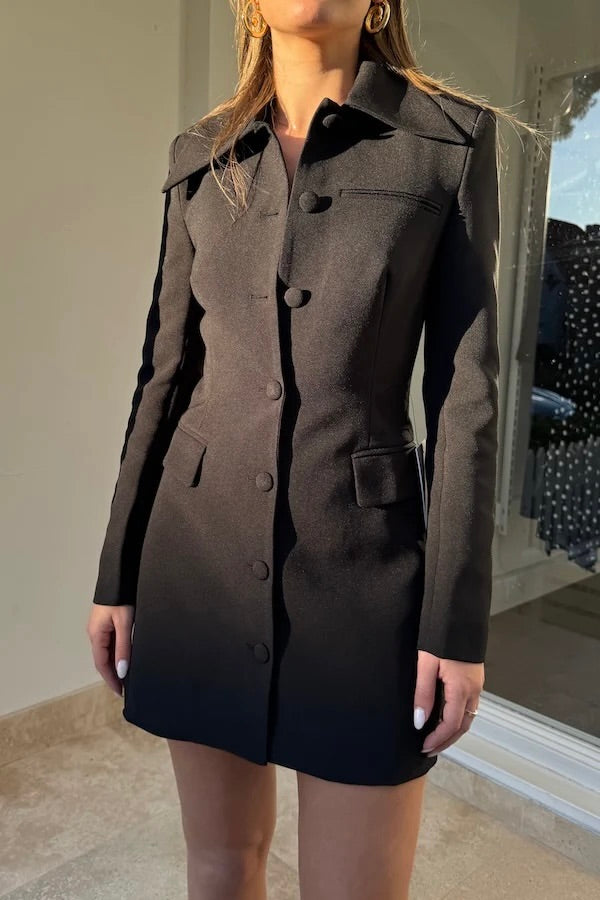 Odd Muse The Ultimate Muse Structured Button Dress - Black