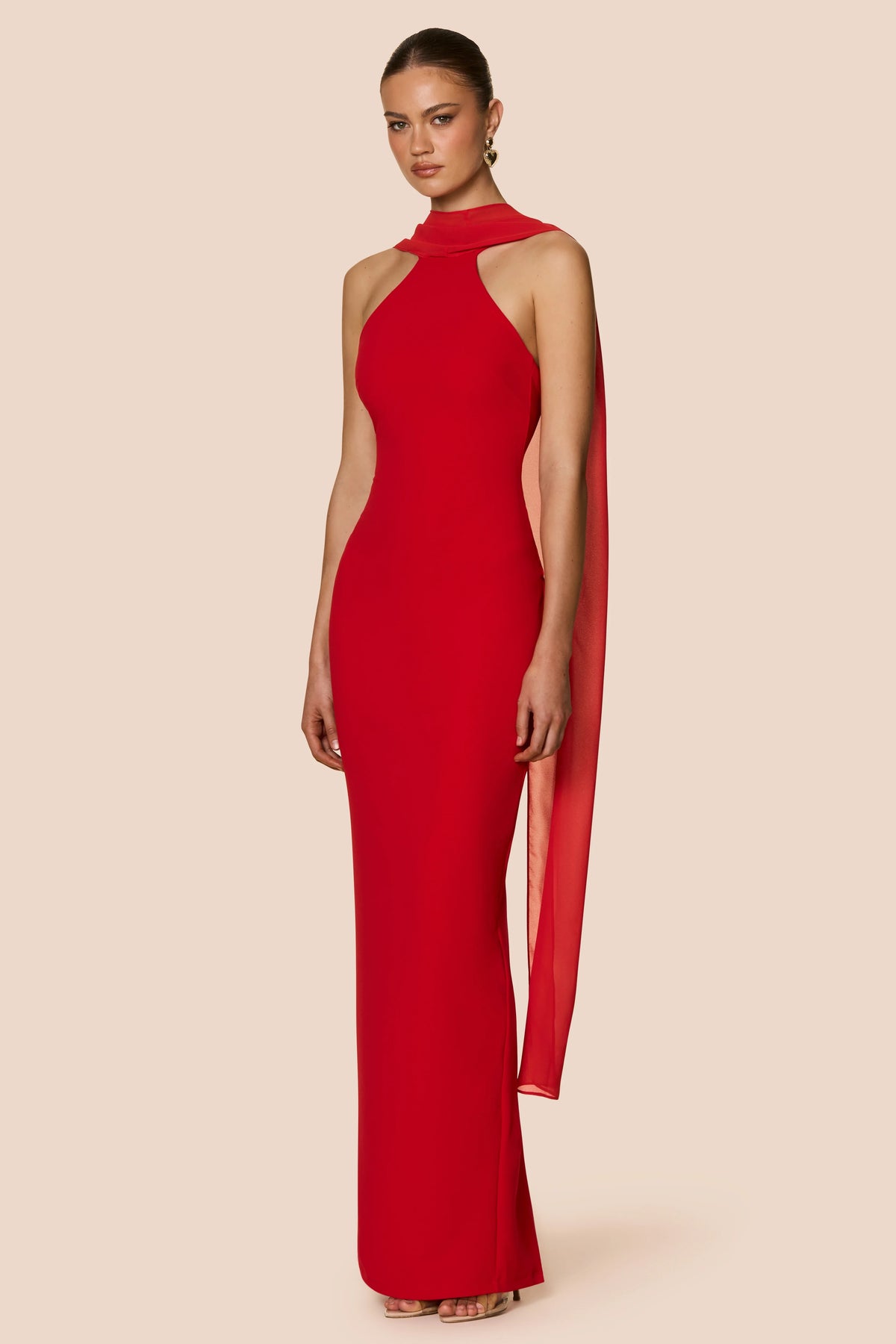 Nookie Martini High Neck Gown - Red