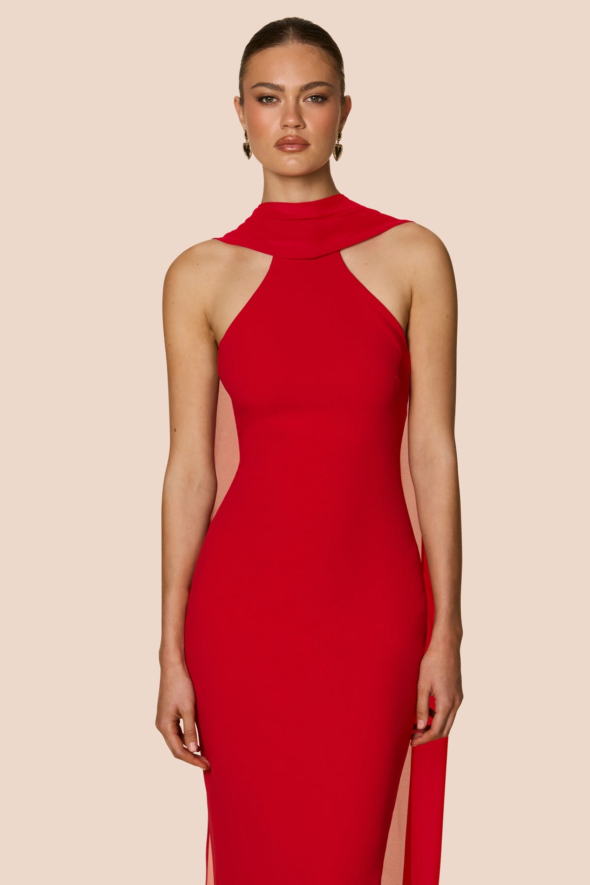Nookie Martini High Neck Gown - Red