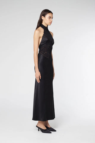 Third Form Serenade Lace Halter Maxi - Black