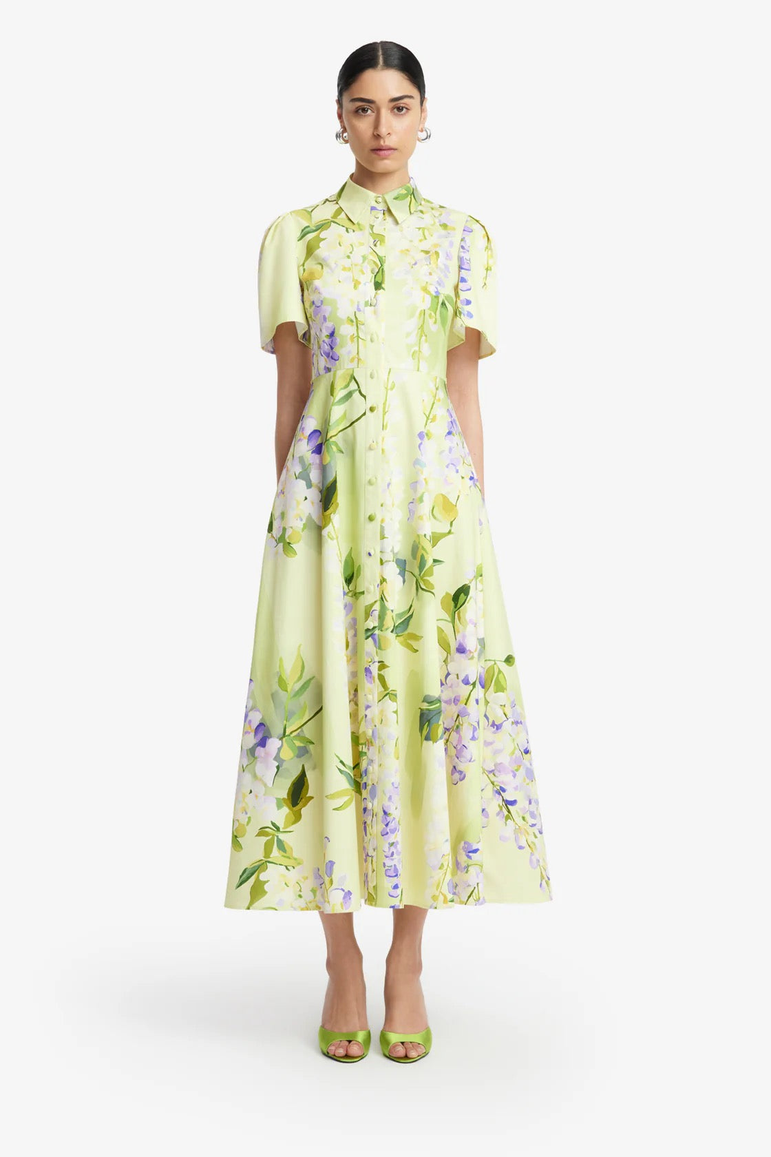 Leo Lin Bianca Short Sleeve Midi Dress - Wisteria Print