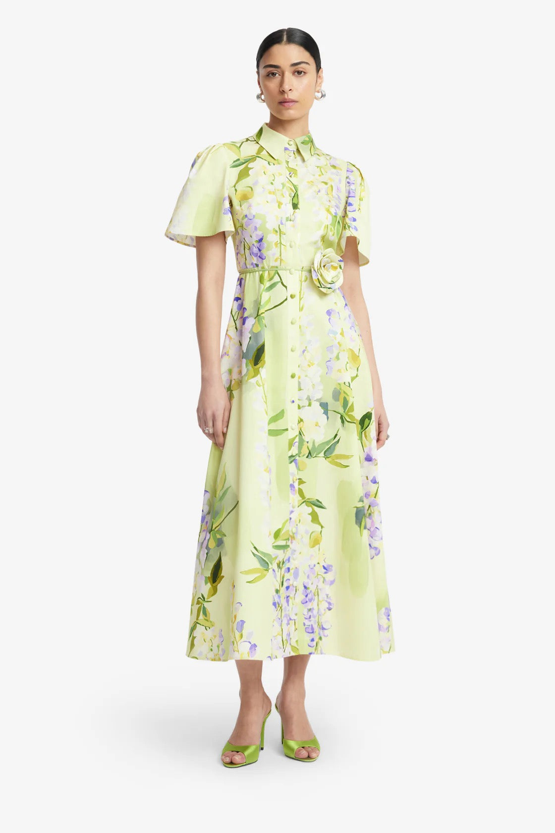 Leo Lin Bianca Short Sleeve Midi Dress - Wisteria Print