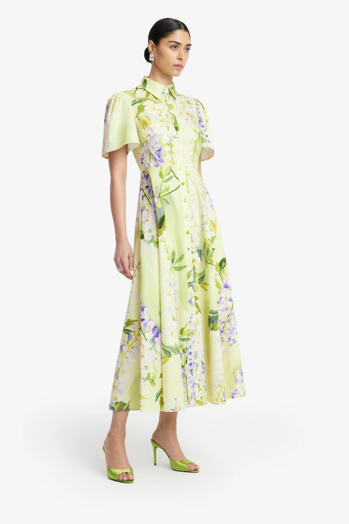 Leo Lin Bianca Short Sleeve Midi Dress - Wisteria Print