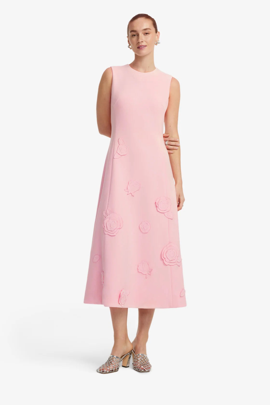 Leo Lin Cleo Appliqué Sleeveless Midi Dress - Blush Pink