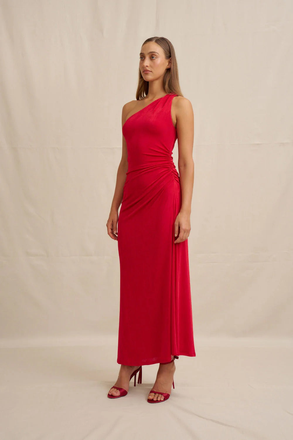 By Johnny Carmine One Shoulder Dress - Red