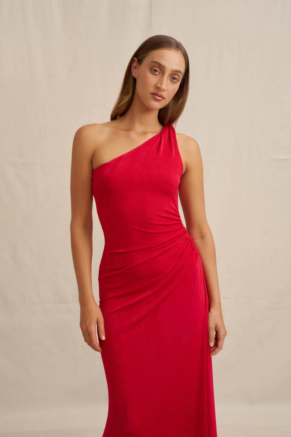 By Johnny Carmine One Shoulder Dress - Red