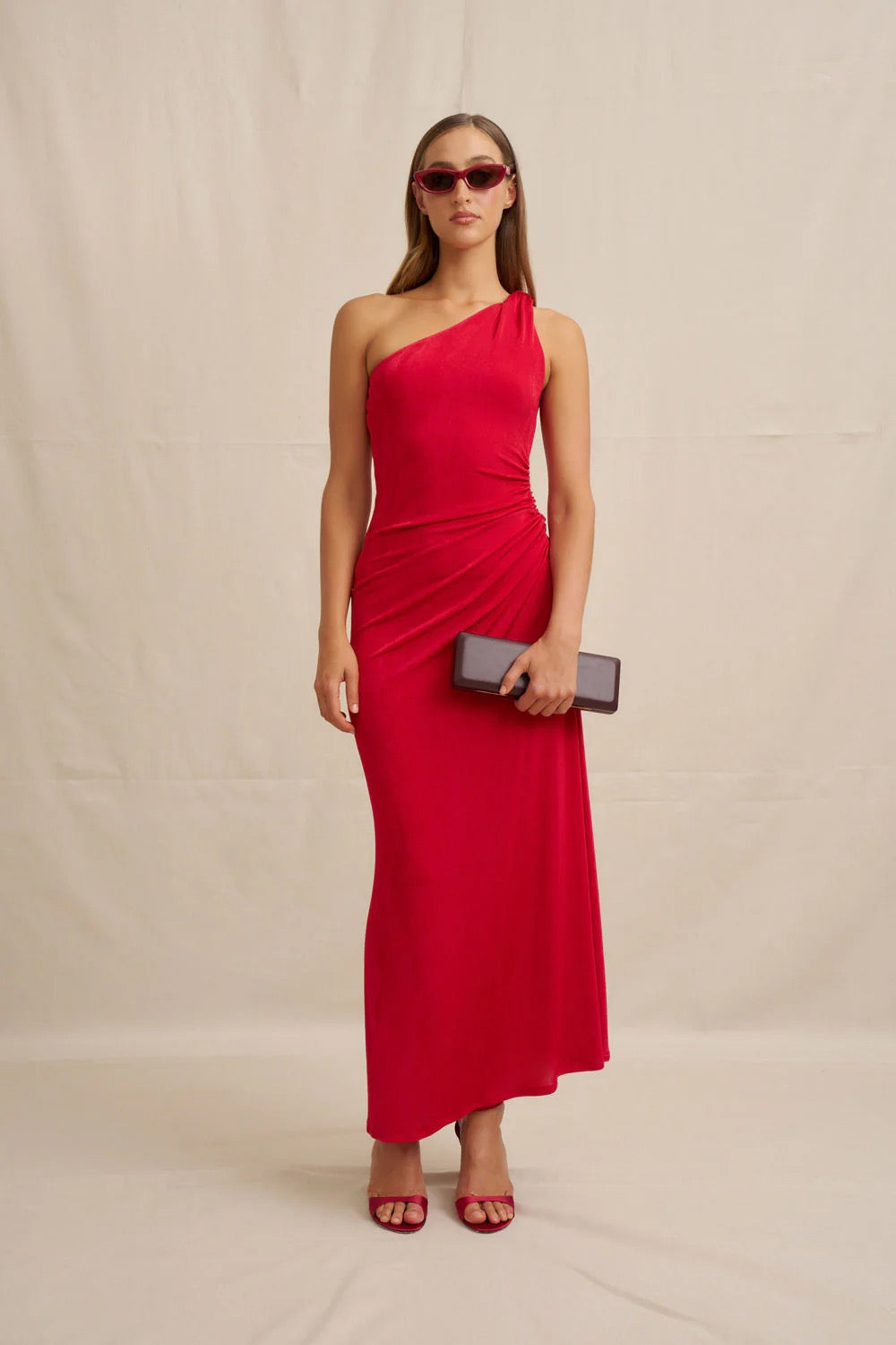 By Johnny Carmine One Shoulder Dress - Red