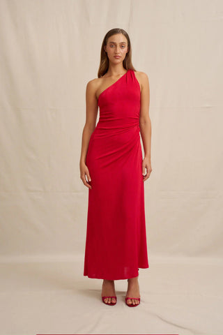 By Johnny Carmine One Shoulder Dress - Red