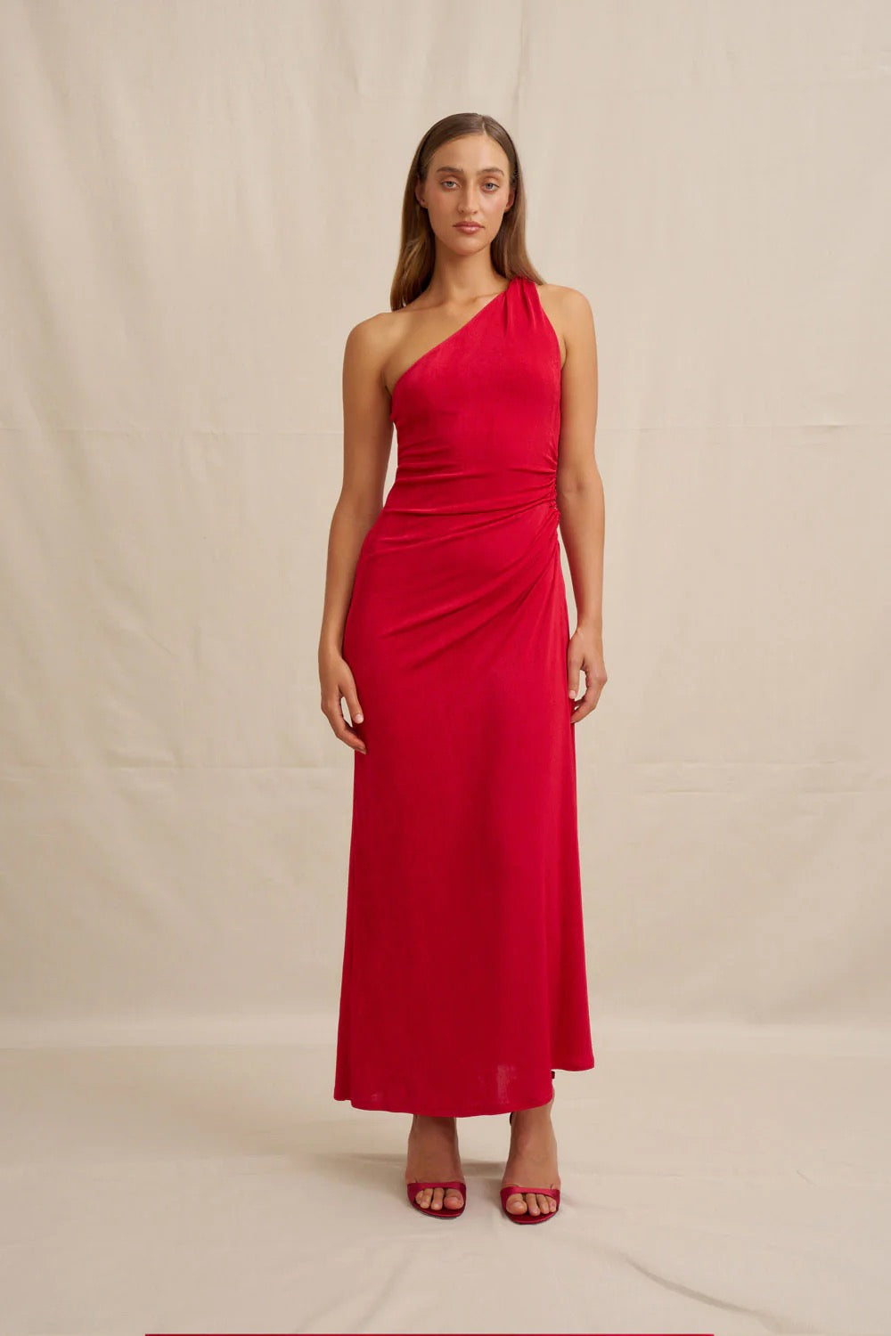 By Johnny Carmine One Shoulder Dress - Red