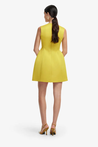 Leo Lin Bree V Neck Embroidery Mini Dress - Mustard