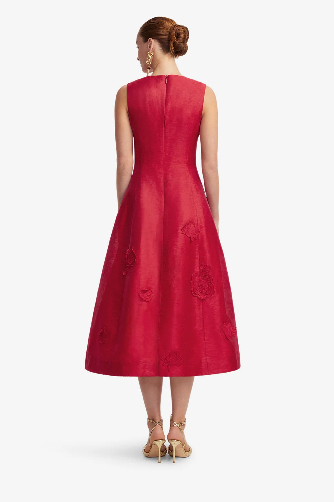 Leo Lin Cleo Appliqué Sleeveless Midi Dress - Scarlet