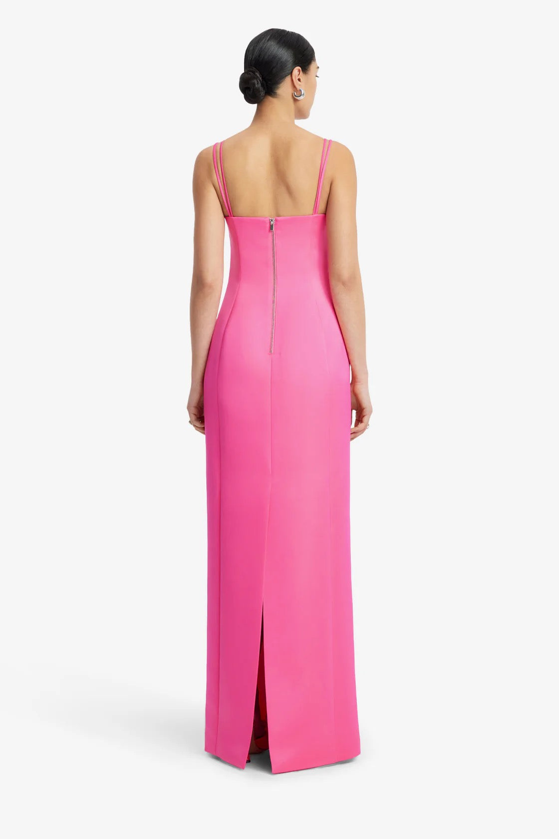 Leo Lin Arianna Applique Floral Maxi Dress - Peony Print in Fuchsia