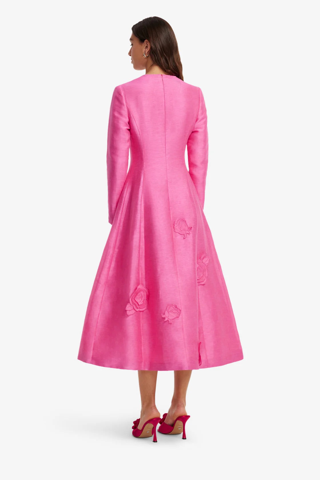 Leo Lin Amira Long Sleeve Petal Midi Dress - Fuchsia