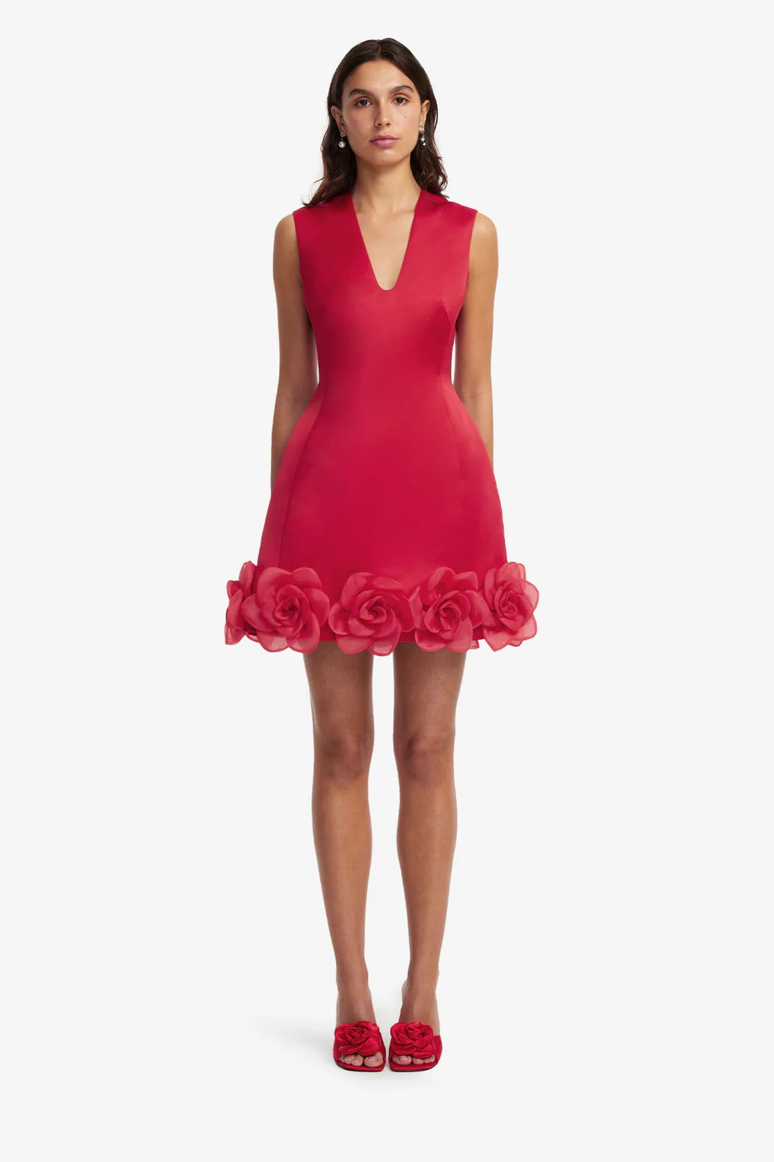 Leo Lin Bree V Neck Mini Dress - Scarlet