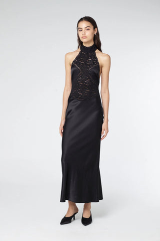 Third Form Serenade Lace Halter Maxi - Black