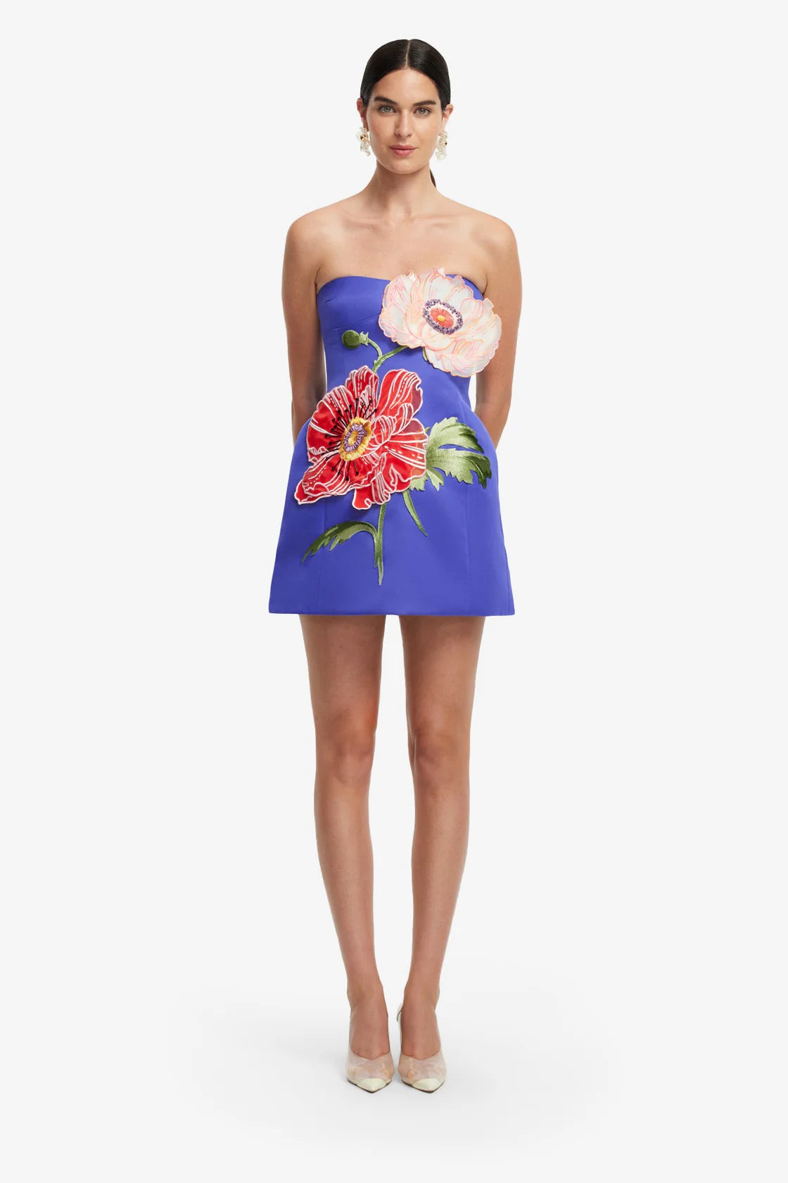 Leo Lin Rosario Appliqué Bustier Mini Dress - Lapis