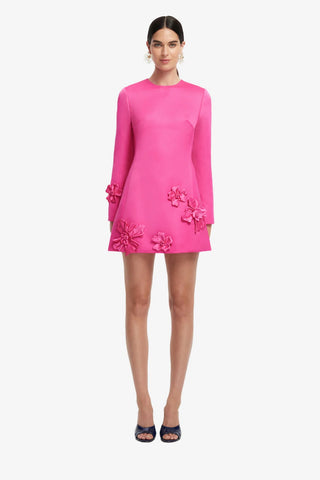Leo Lin Aliza Long Sleeve Petal Mini Dress - Hot Pink