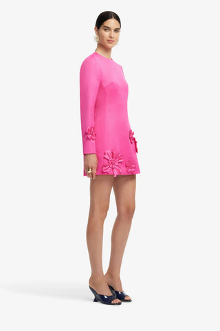 Leo Lin Aliza Long Sleeve Petal Mini Dress - Hot Pink