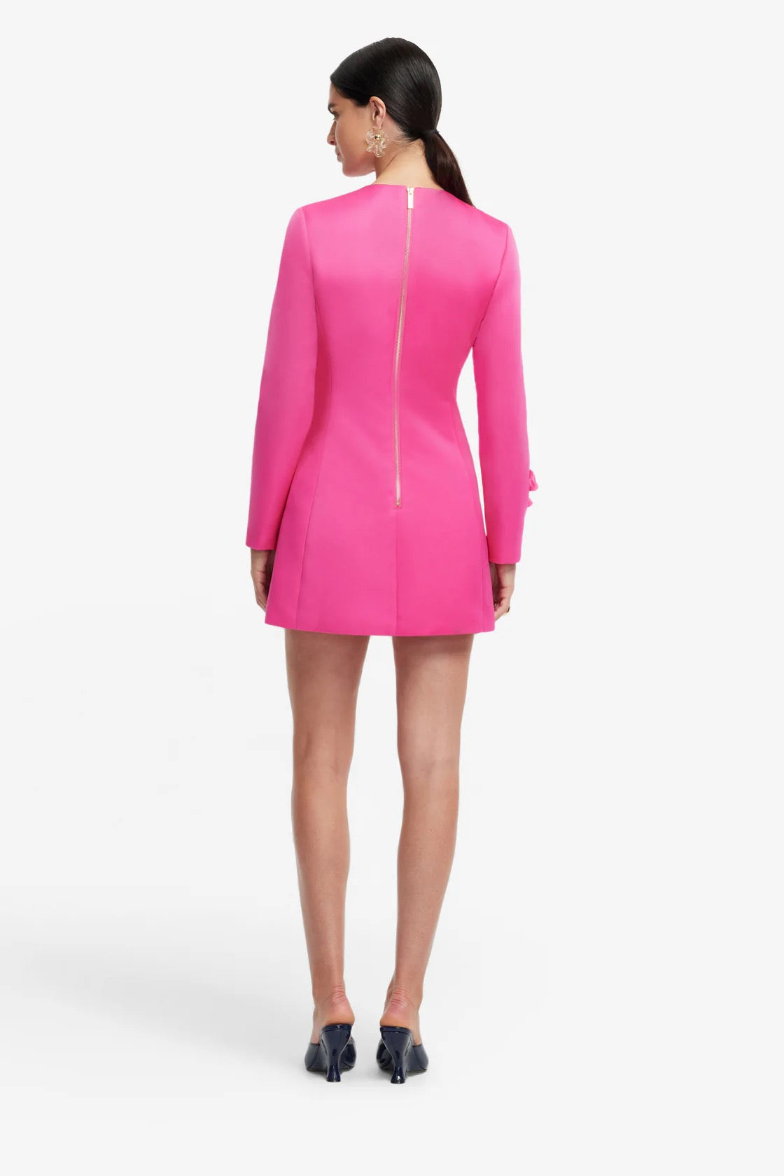 Leo Lin Aliza Long Sleeve Petal Mini Dress - Hot Pink