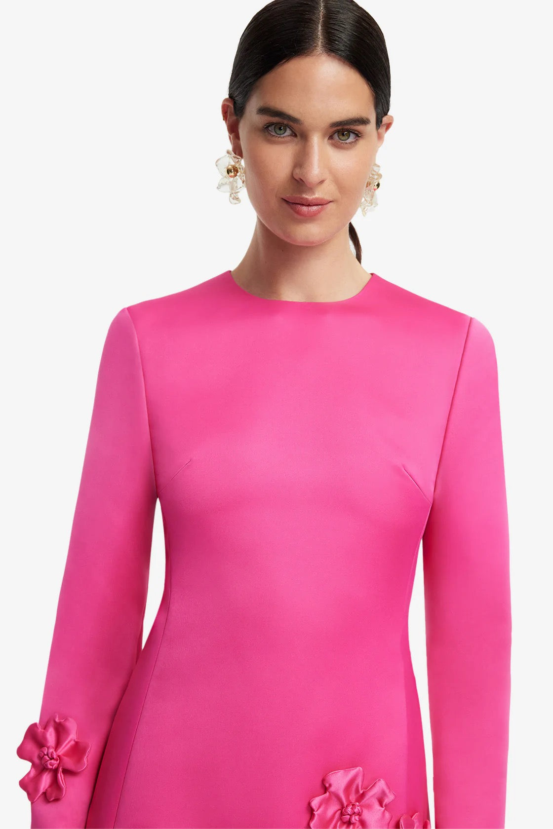 Leo Lin Aliza Long Sleeve Petal Mini Dress - Hot Pink