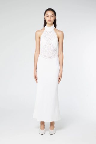 Third Form Serenade Lace Halter Maxi - Gardenia