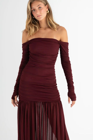 Pasduchas Echo Hourglass Midi Dress - Cherry