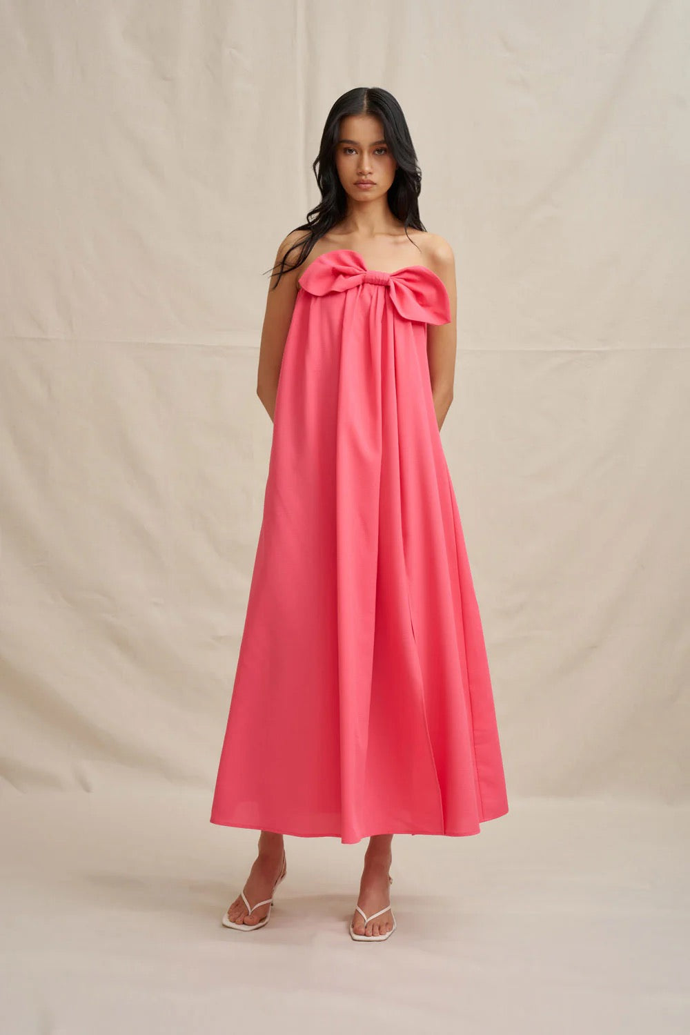 By Johnny Sabrina Strapless Maxi Dress - Coral Pink