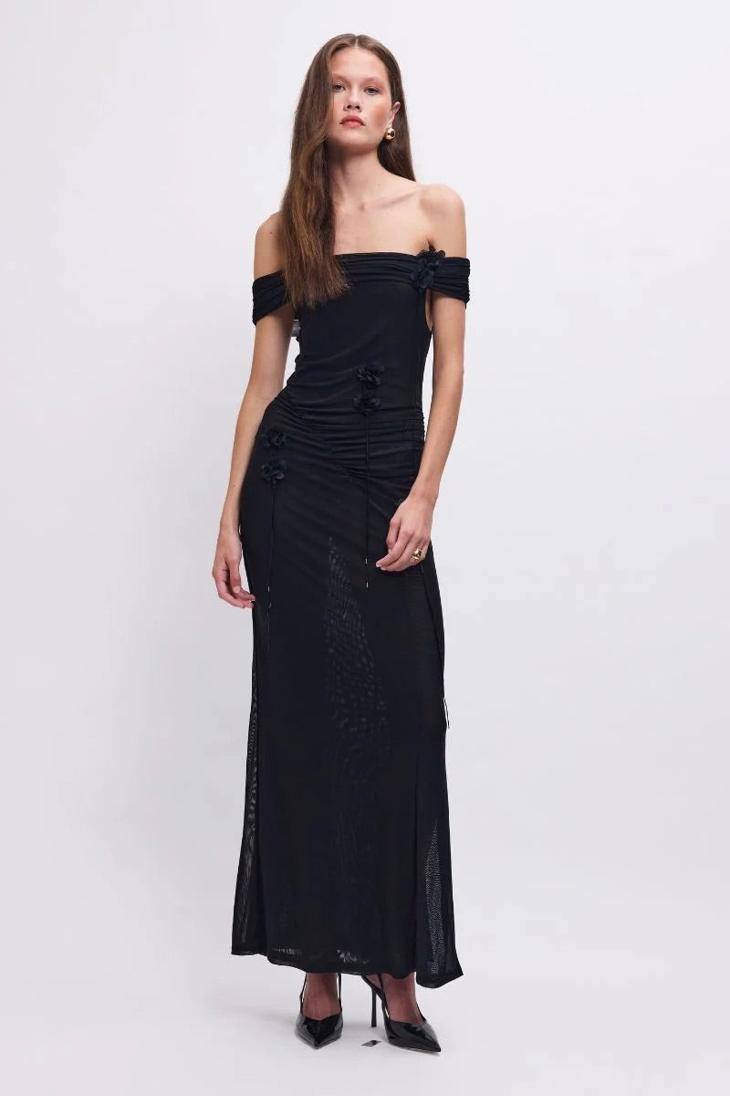 Suboo Sal Mesh Embellished Midi Dress - Black