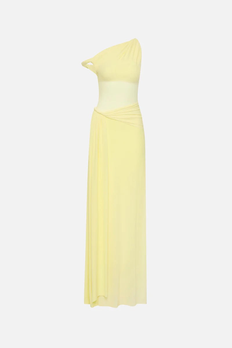 Misha Sisal Mesh Maxi Dress - Lemon