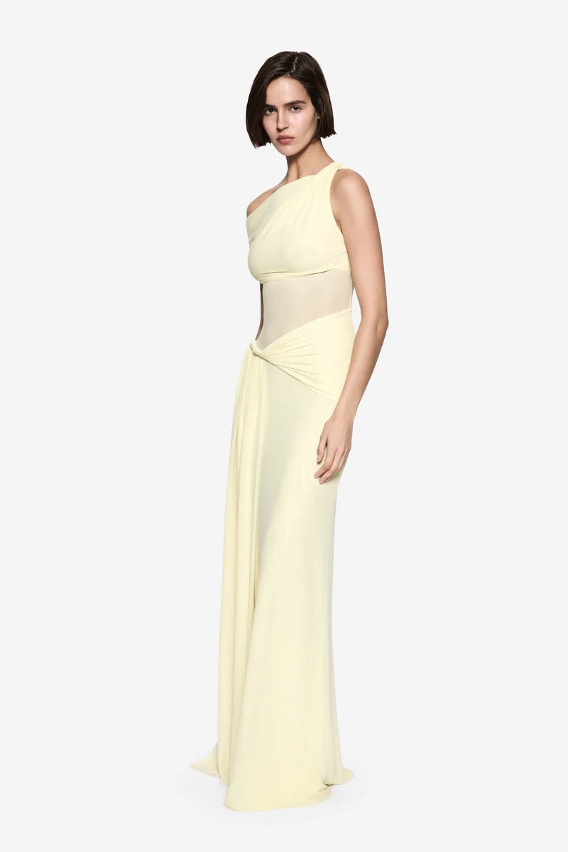 Misha Sisal Mesh Maxi Dress - Lemon