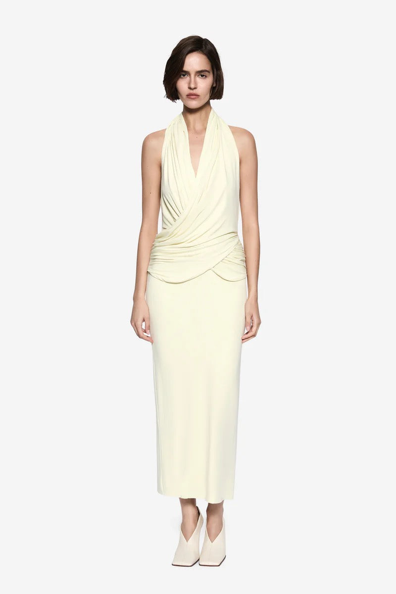 Misha Cabana Cupro Dress - Lemon