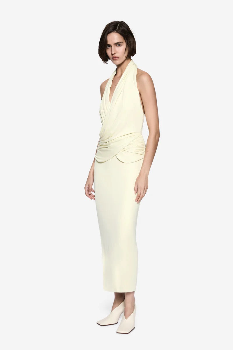 Misha Cabana Cupro Dress - Lemon
