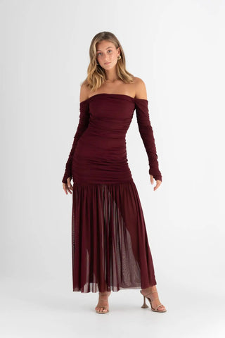 Pasduchas Echo Hourglass Midi Dress - Cherry