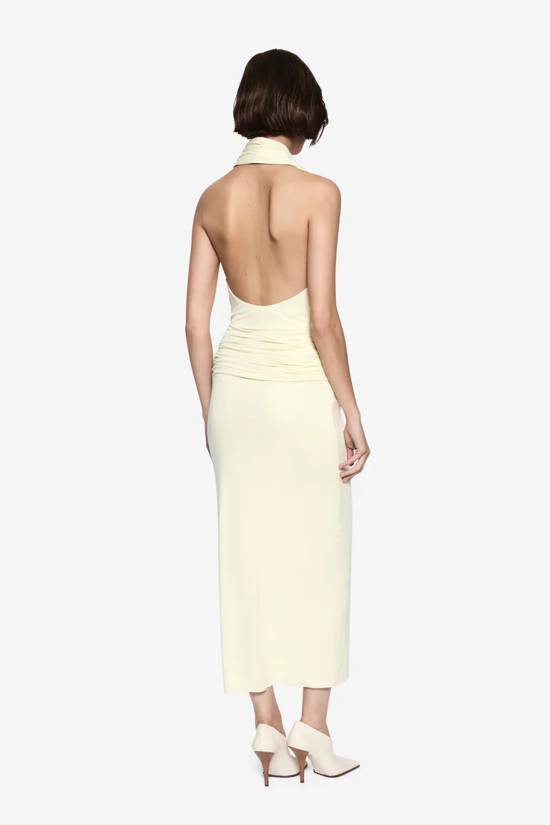 Misha Cabana Cupro Dress - Lemon