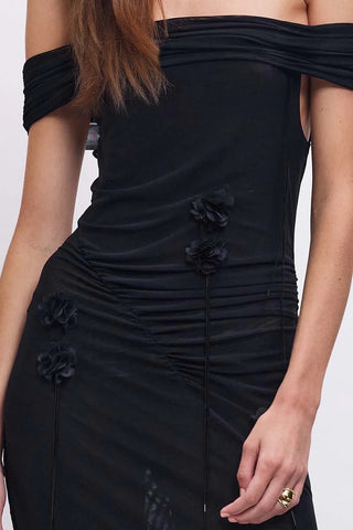 Suboo Sal Mesh Embellished Midi Dress - Black