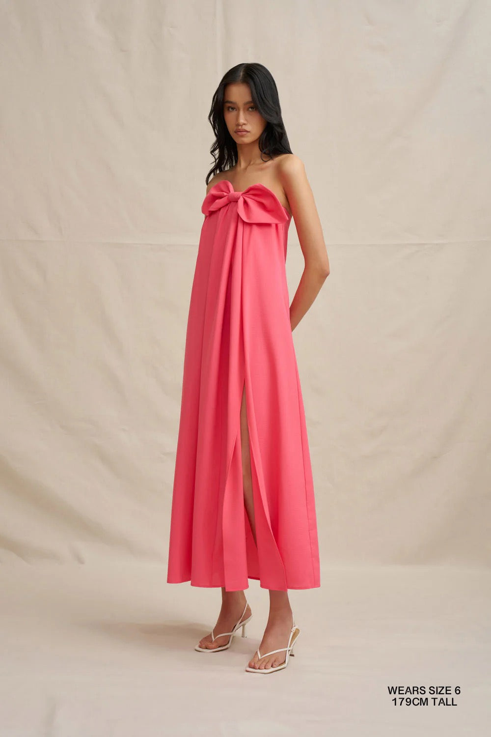By Johnny Sabrina Strapless Maxi Dress - Coral Pink