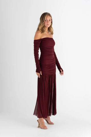 Pasduchas Echo Hourglass Midi Dress - Cherry