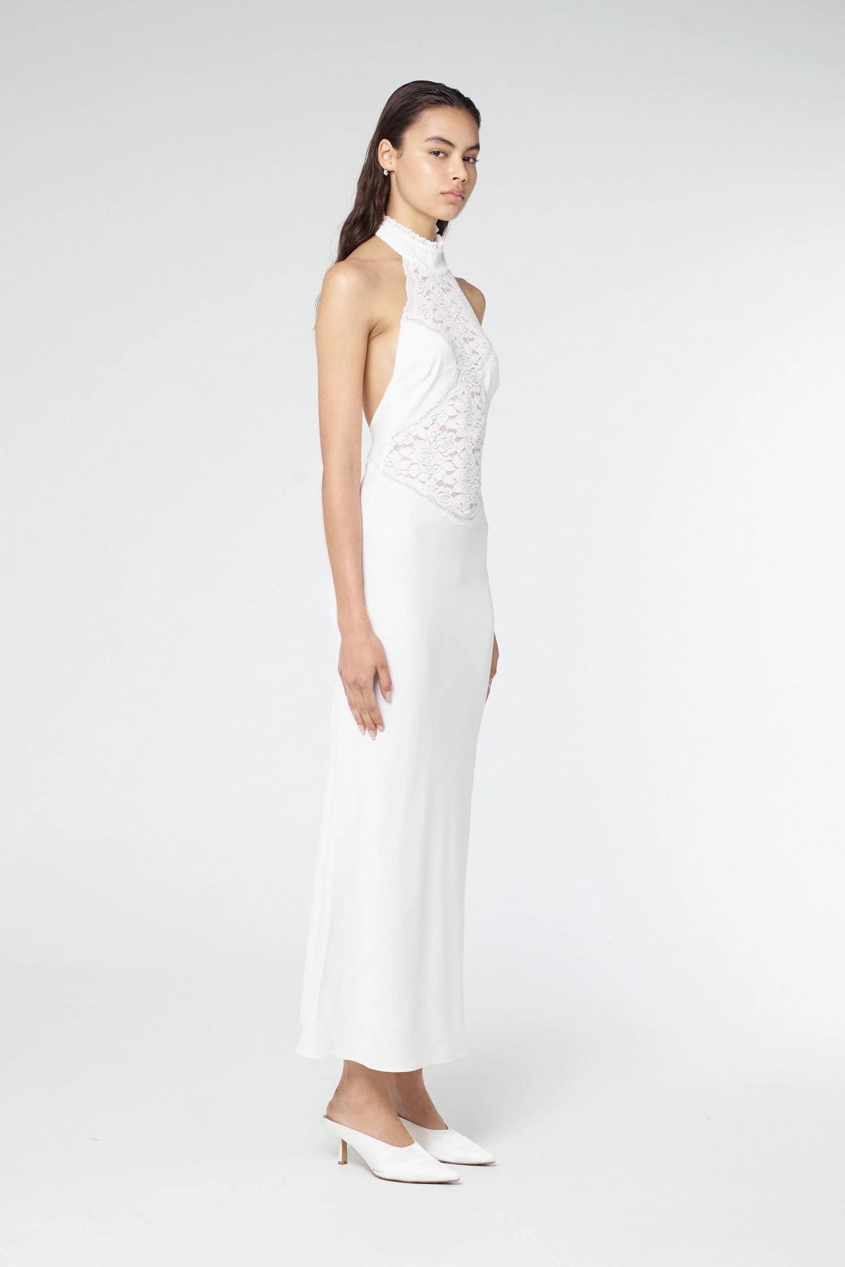 Third Form Serenade Lace Halter Maxi - Gardenia