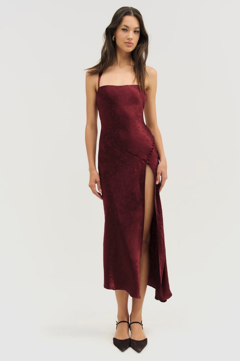 For Love & Lemons Carla Jacquard Dress - Burgundy