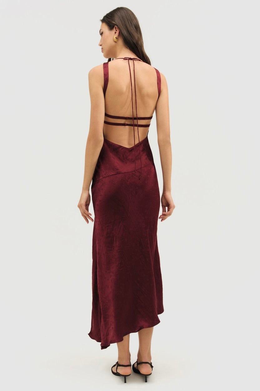 For Love & Lemons Carla Jacquard Dress - Burgundy