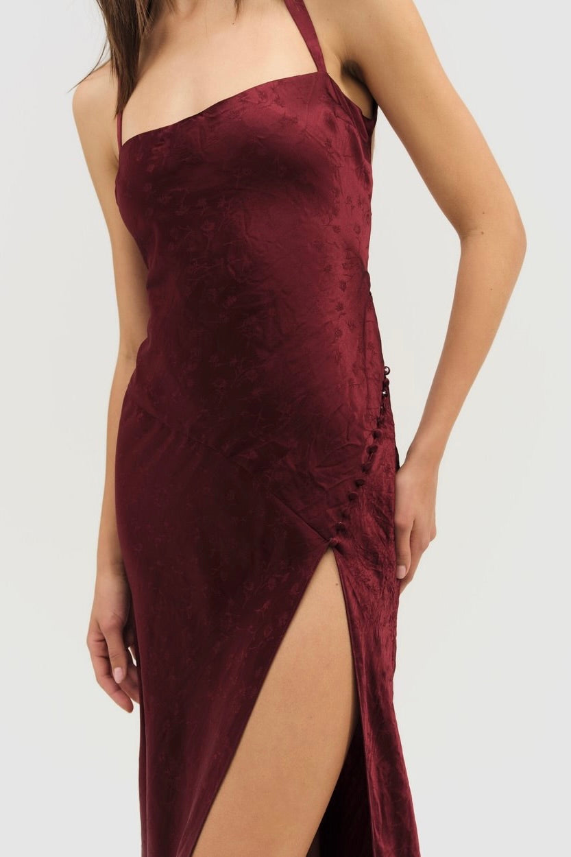 For Love & Lemons Carla Jacquard Dress - Burgundy