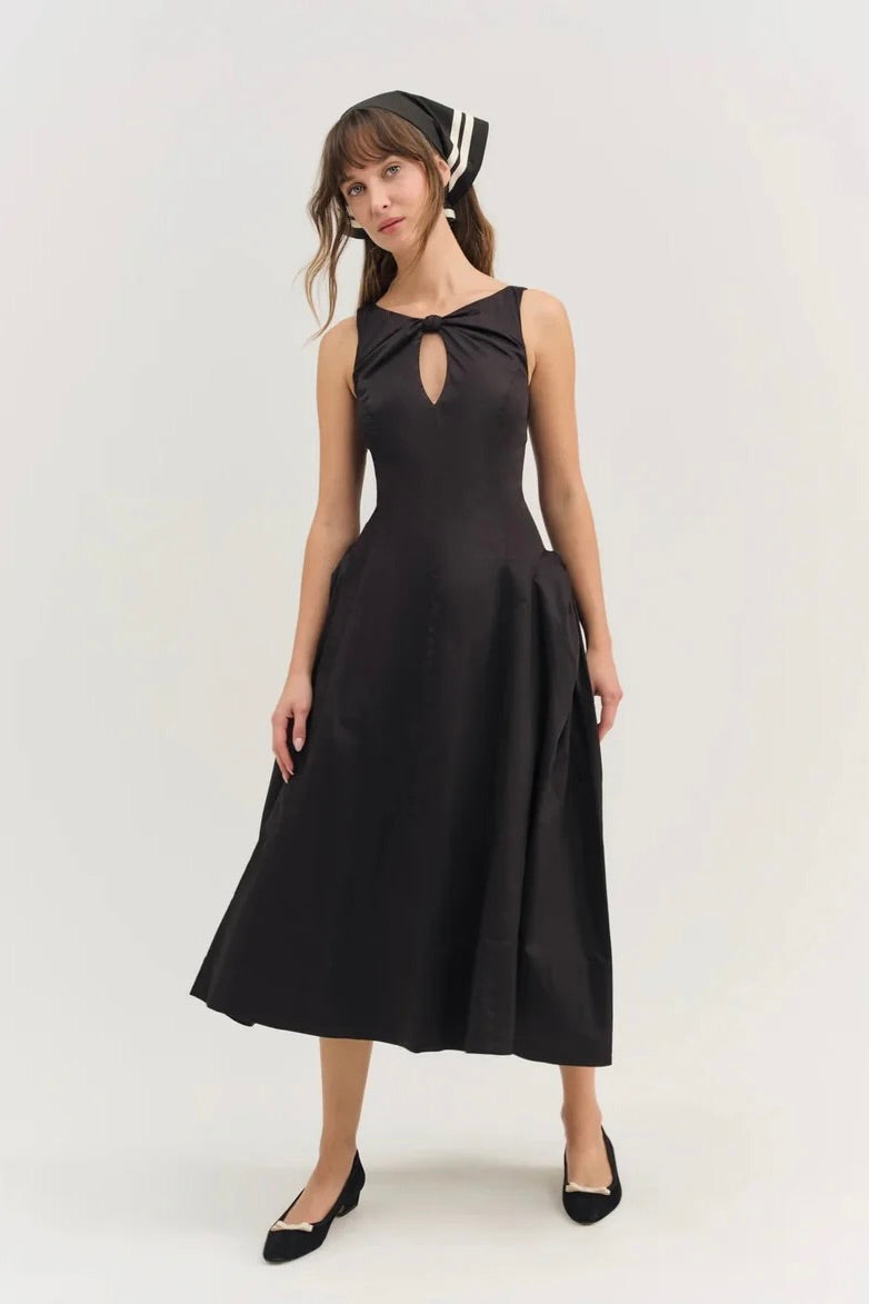 For Love & Lemons Evanie Structured Midi Dress - Black