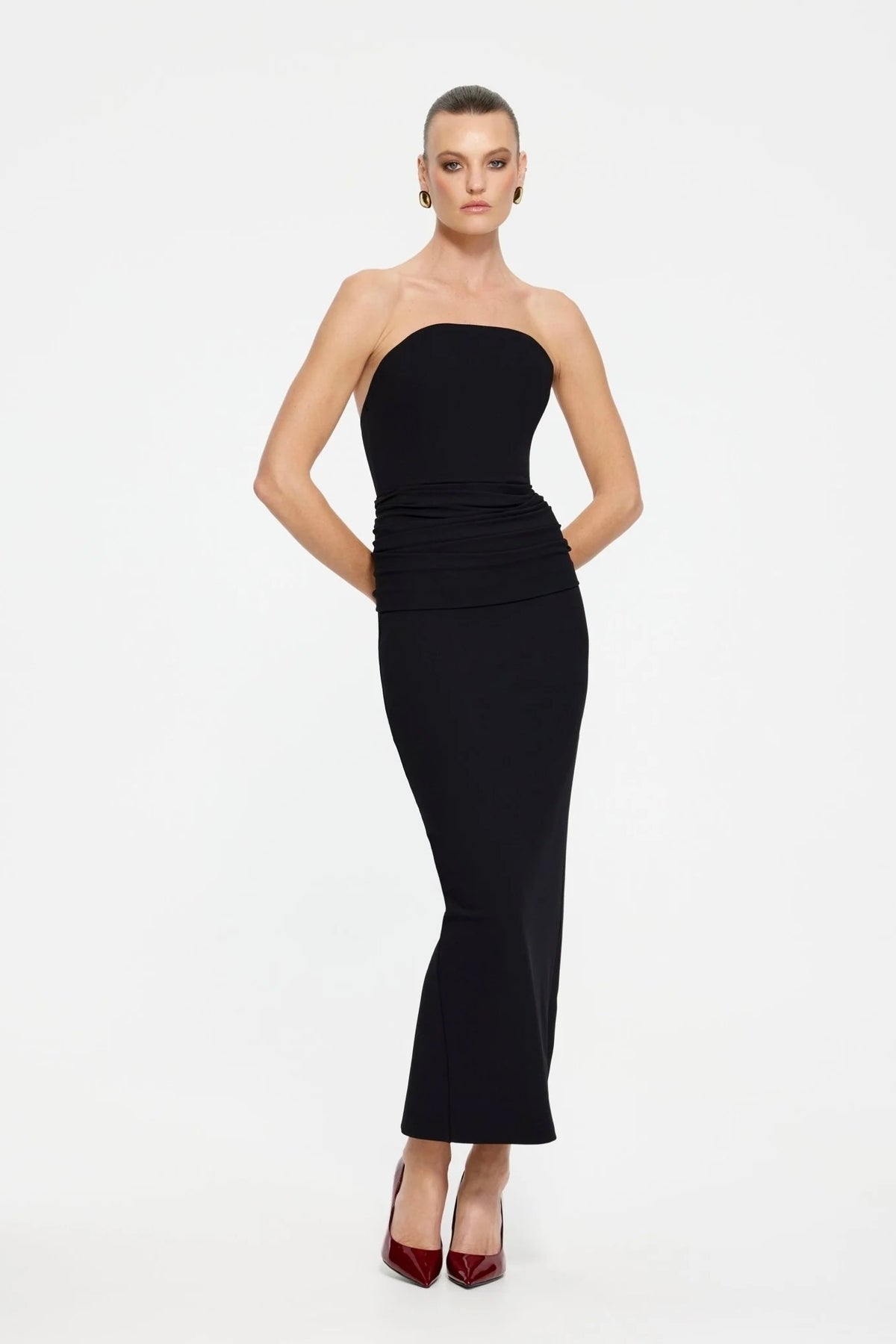 Effie Kats Astor Strapless Midi Dress - Black