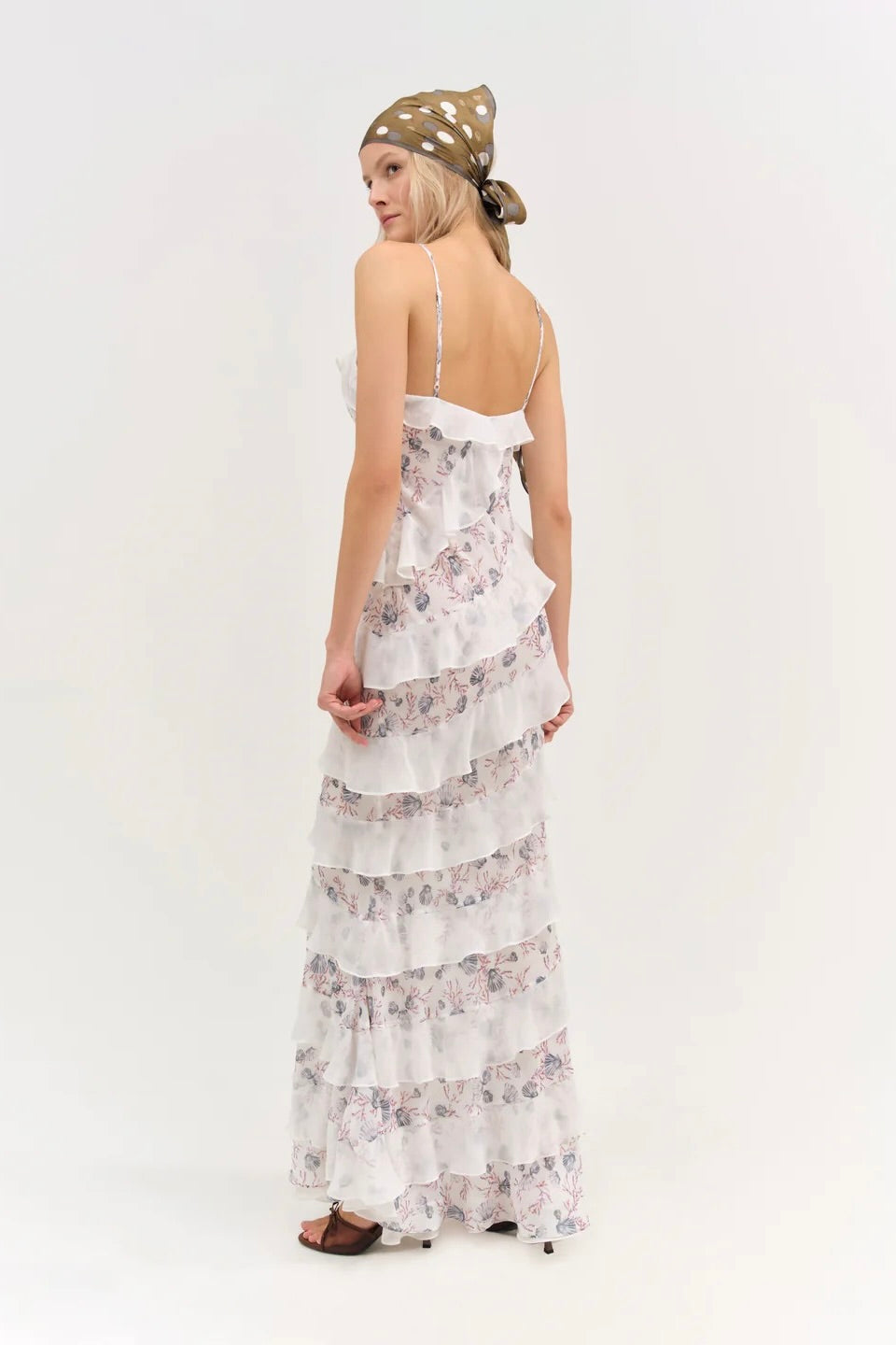 For Love & Lemons Debby Ruffled Maxi Dress - White