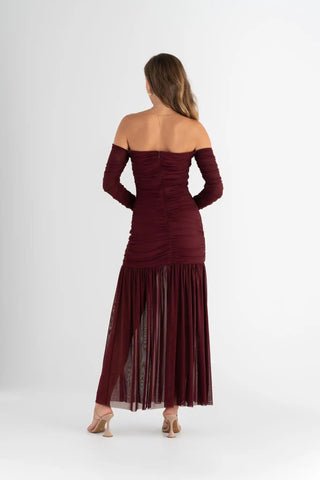 Pasduchas Echo Hourglass Midi Dress - Cherry