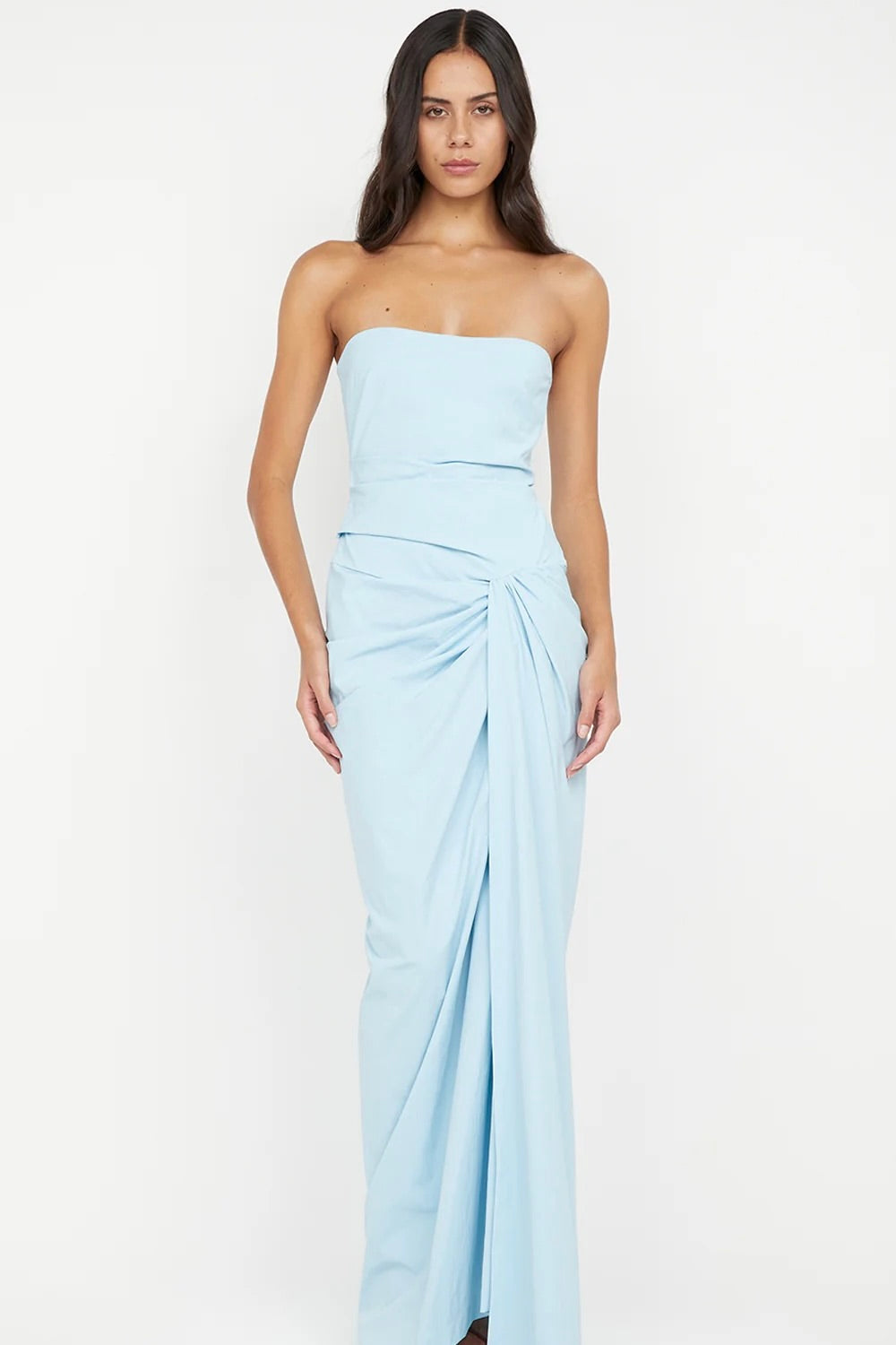 bec and bridge asymmetrical dress blue Hire BEC+BRIDGE Conni Asym Midi Dress in Arctic Blue/ Dark Chocolate B –  SUSTAINABLY. The Dress Hire