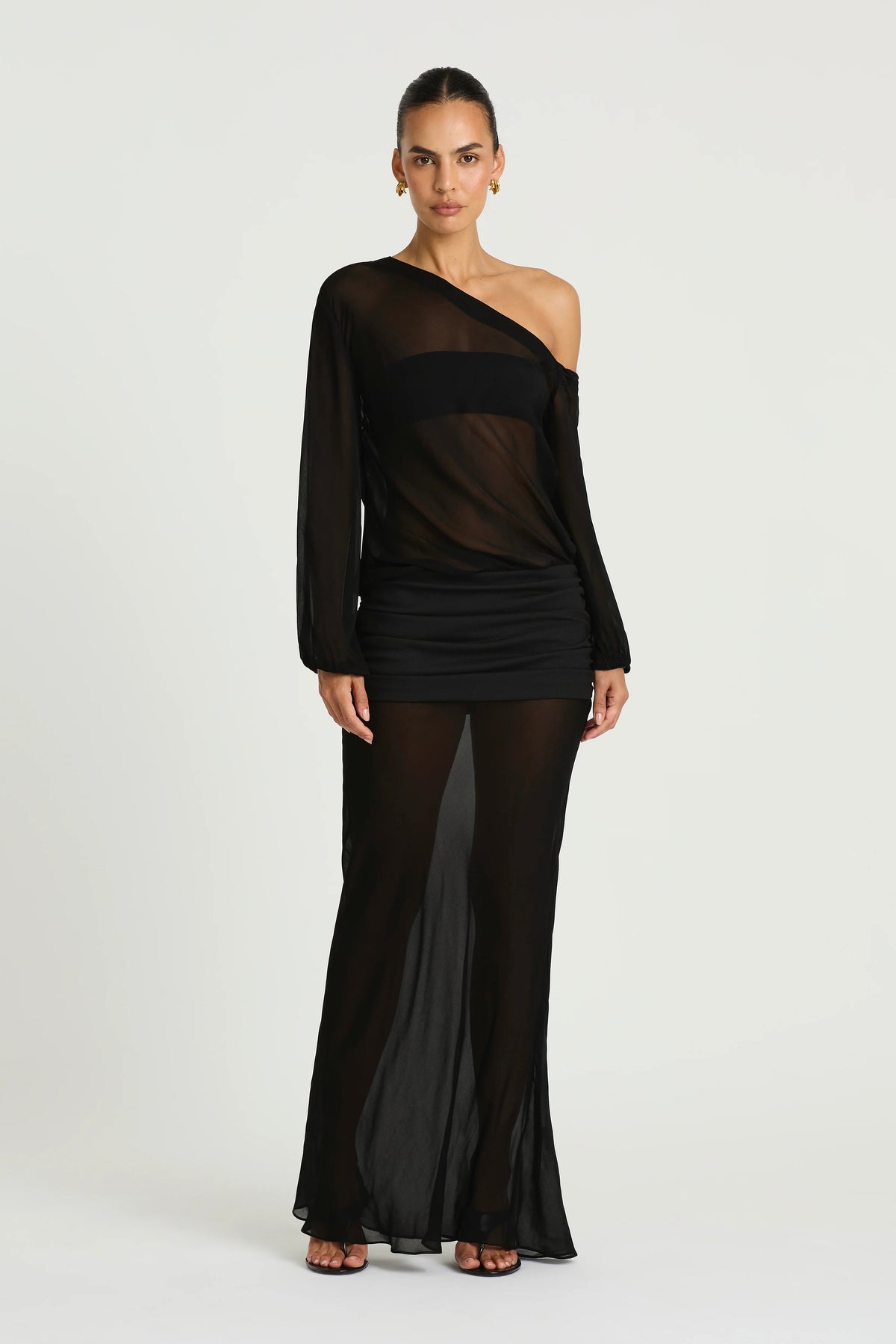 Benni Jessa Long Sleeve Maxi Dress - Black