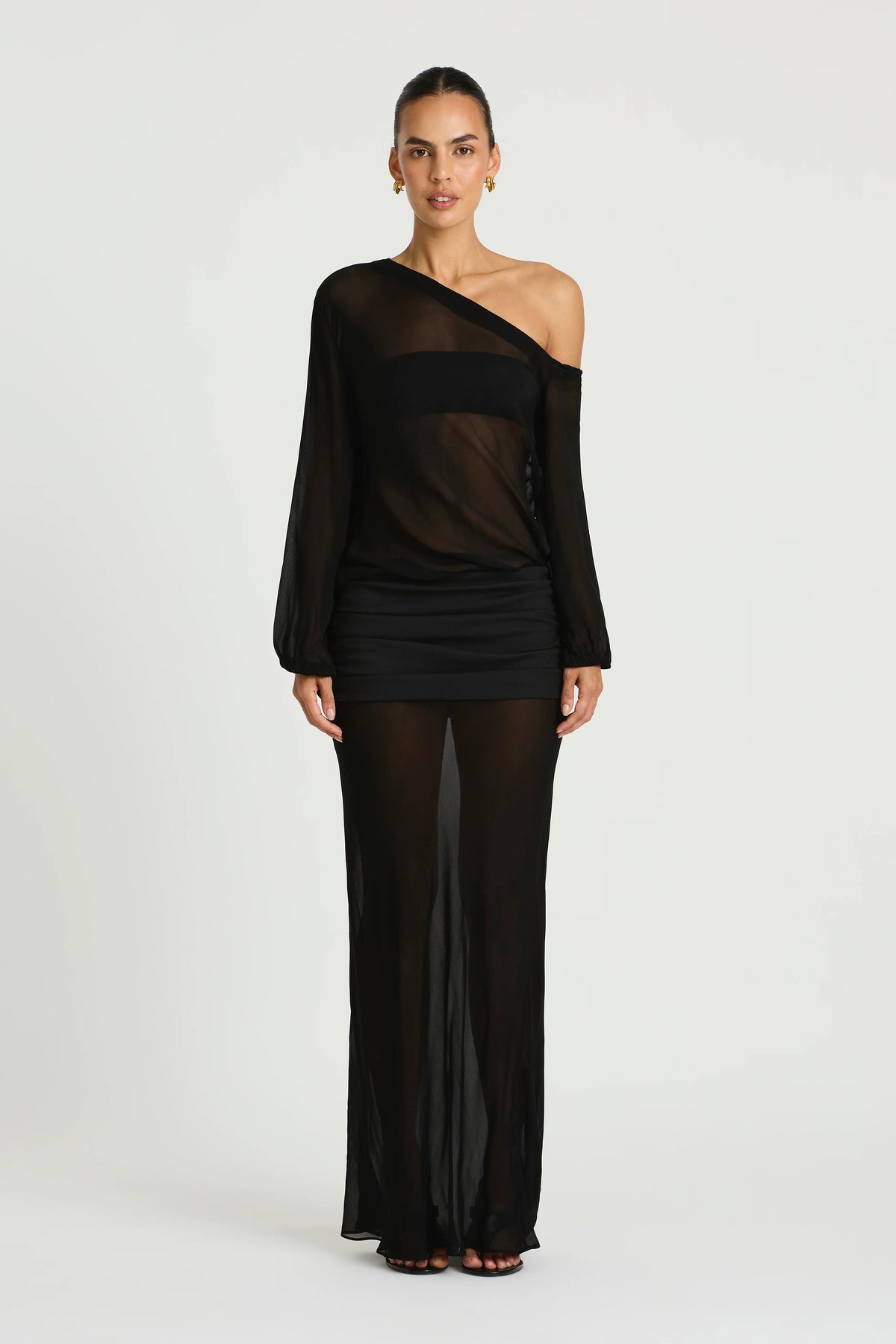 Benni Jessa Long Sleeve Maxi Dress - Black