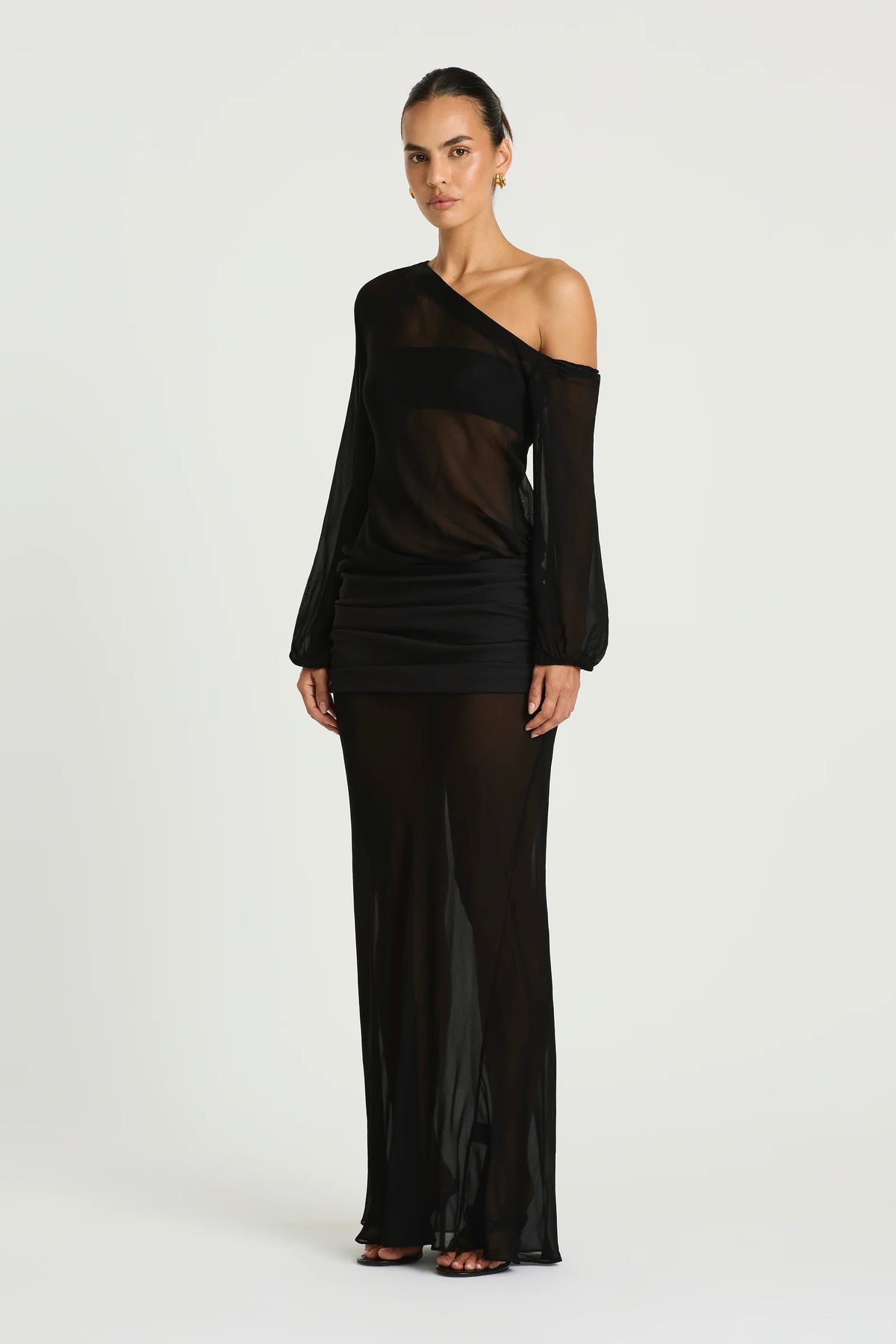 Benni Jessa Long Sleeve Maxi Dress - Black