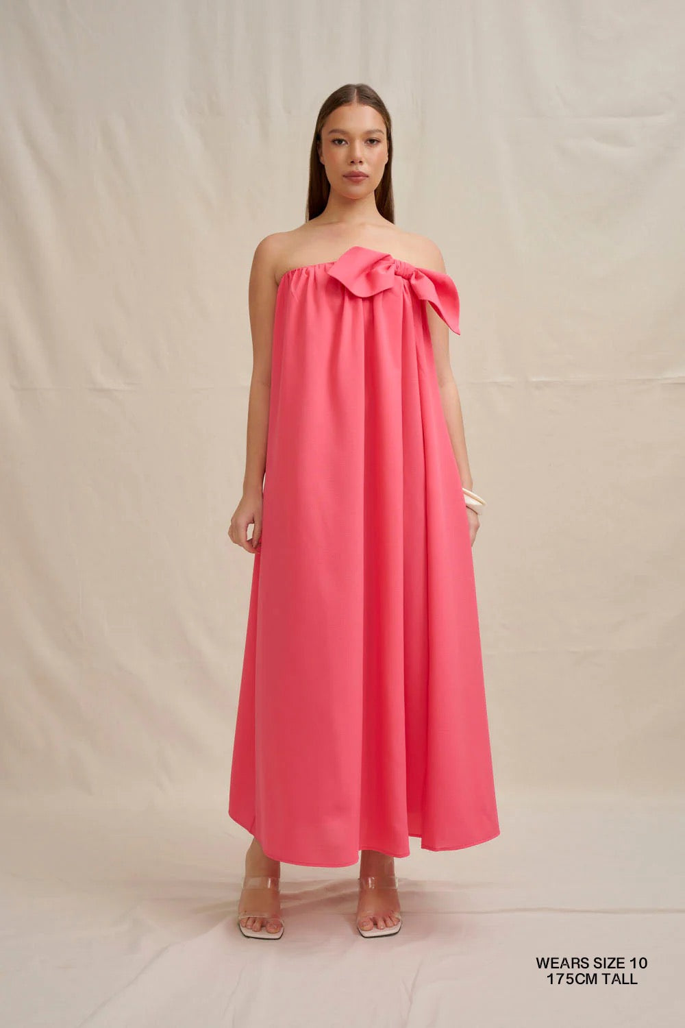 By Johnny Sabrina Strapless Maxi Dress - Coral Pink